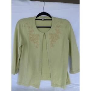 Banana Republic Silk Blend Embellished Floral Trim Cardigan Med